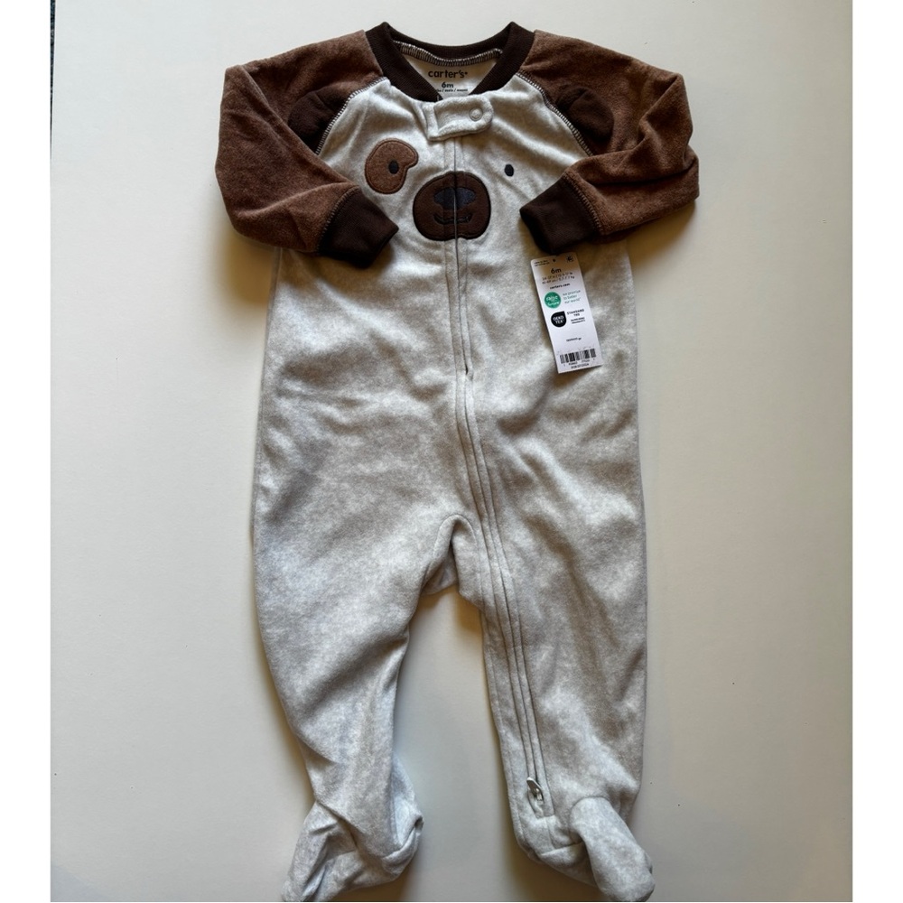 Carter's Brown and Gray Bear Fleece Pajamas